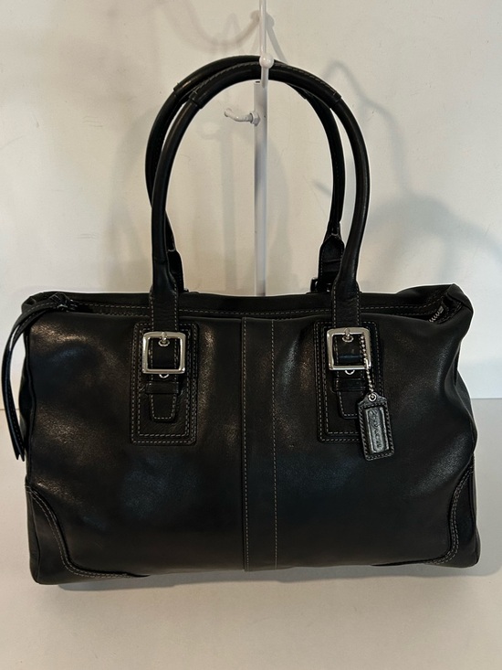 Coach Black Leather Satchel Shoulder Bag Buckle Classic Structured bag - Picture 2 of 10